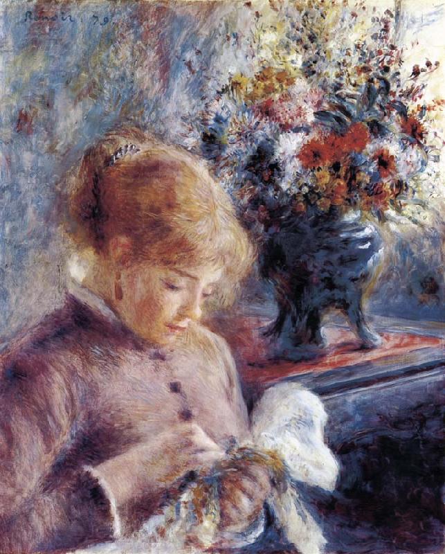 Pierre-Auguste Renoir Feune Femme cousant Spain oil painting art